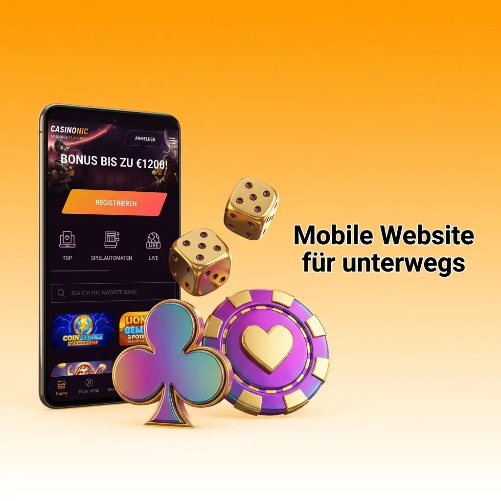 Casinonic mobile Webseite auf Smartphone und Tablet – browserbasiert, ohne Download, für Android und iOS